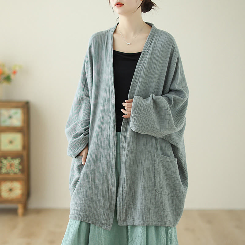Nimara Ritual Plain Long Sleeve Zen Meditation Jacket With Pockets