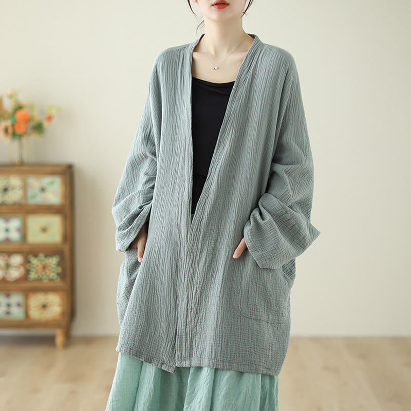 Nimara Ritual Plain Long Sleeve Zen Meditation Jacket With Pockets
