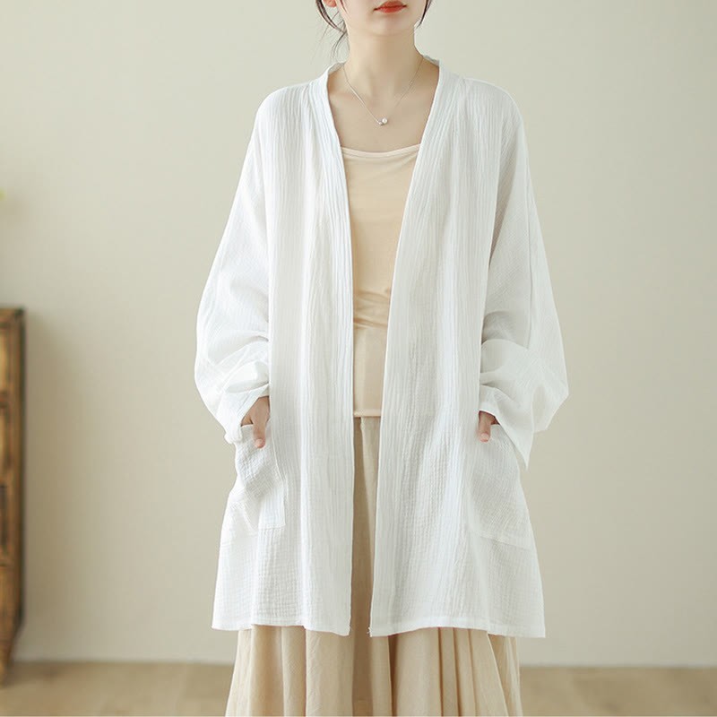 Nimara Ritual Plain Long Sleeve Zen Meditation Jacket With Pockets