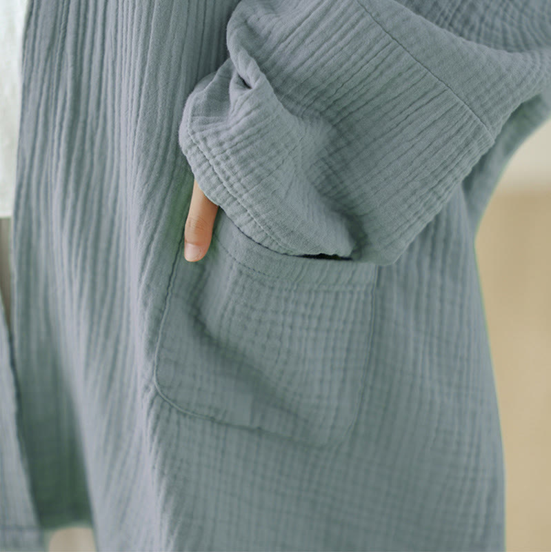 Nimara Ritual Plain Long Sleeve Zen Meditation Jacket With Pockets