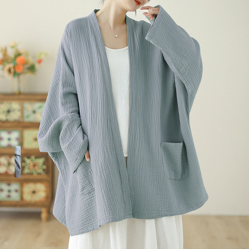 Nimara Ritual Plain Long Sleeve Zen Meditation Jacket With Pockets