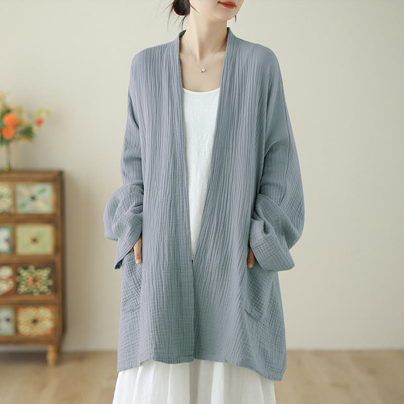 Nimara Ritual Plain Long Sleeve Zen Meditation Jacket With Pockets