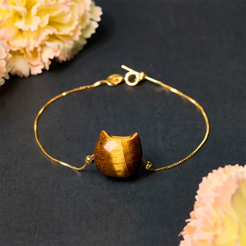 Nimara Ritual 925 Sterling Silver Cat Tiger Eye Protection Bracelet