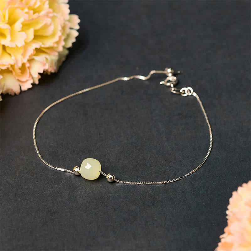 Nimara Ritual 925 Sterling Silver Natural Jade Bead Abundance Chain Bracelet