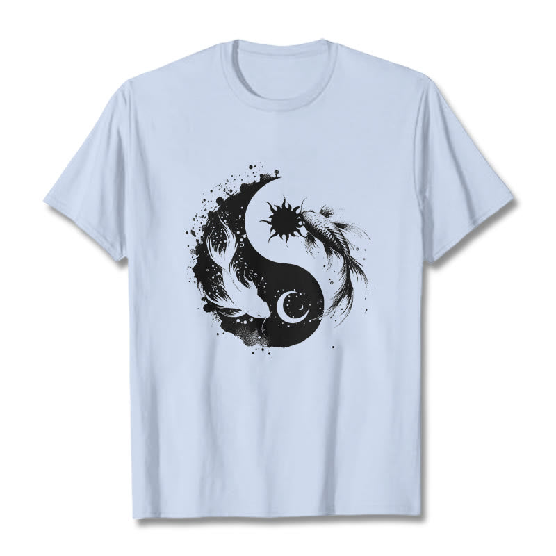 Nimara Ritualsun And Moon Yin Yang Koi Pattern Tee T-shirt