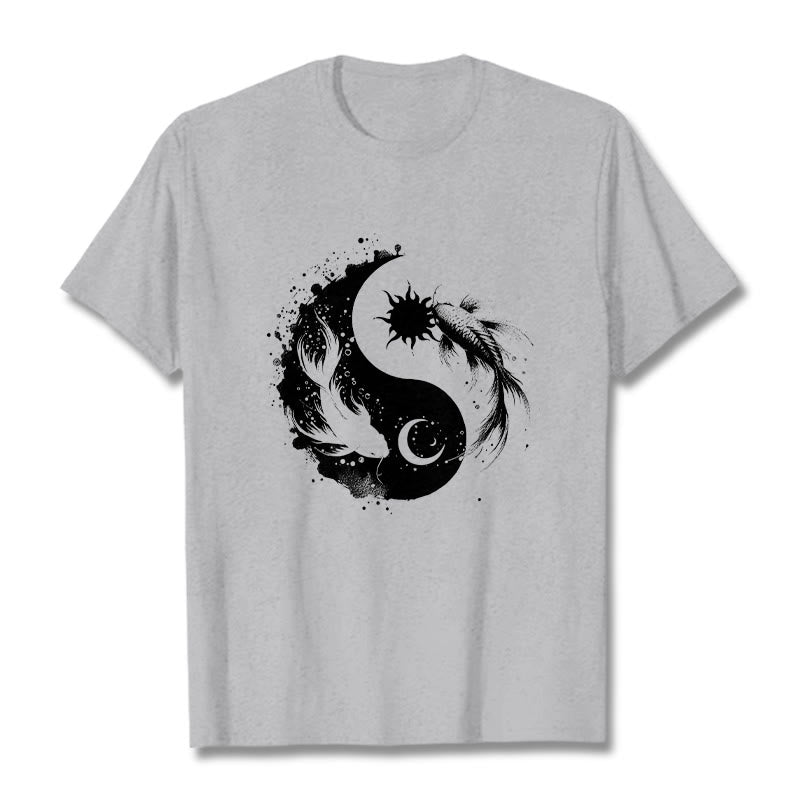Nimara Ritualsun And Moon Yin Yang Koi Pattern Tee T-shirt