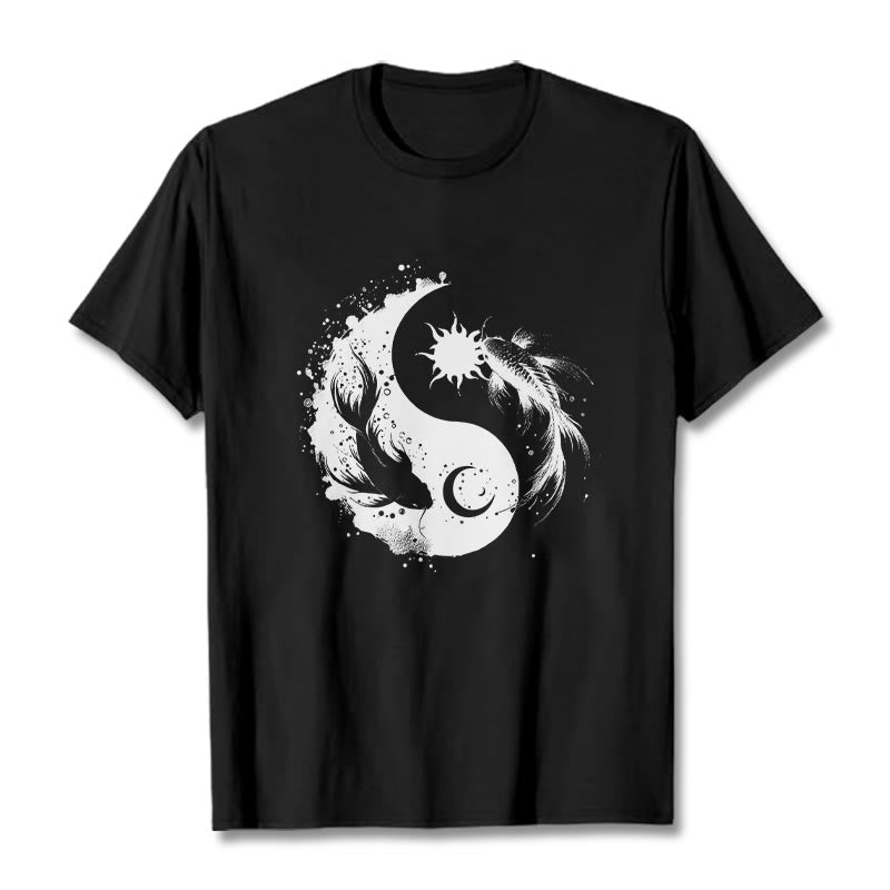 Nimara Ritualsun And Moon Yin Yang Koi Pattern Tee T-shirt
