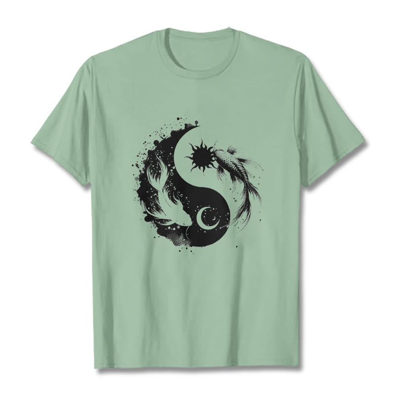 Nimara Ritualsun And Moon Yin Yang Koi Pattern Tee T-shirt