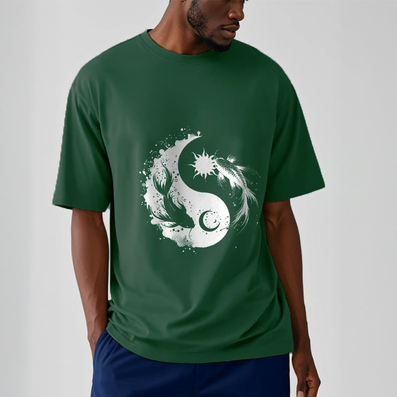 Nimara Ritualsun And Moon Yin Yang Koi Pattern Tee T-shirt