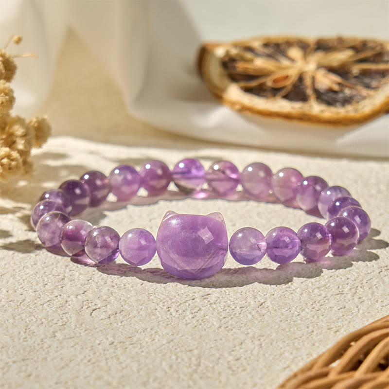 Nimara Ritual Cute Cat Face Amethyst Spiritual Awareness Bracelet