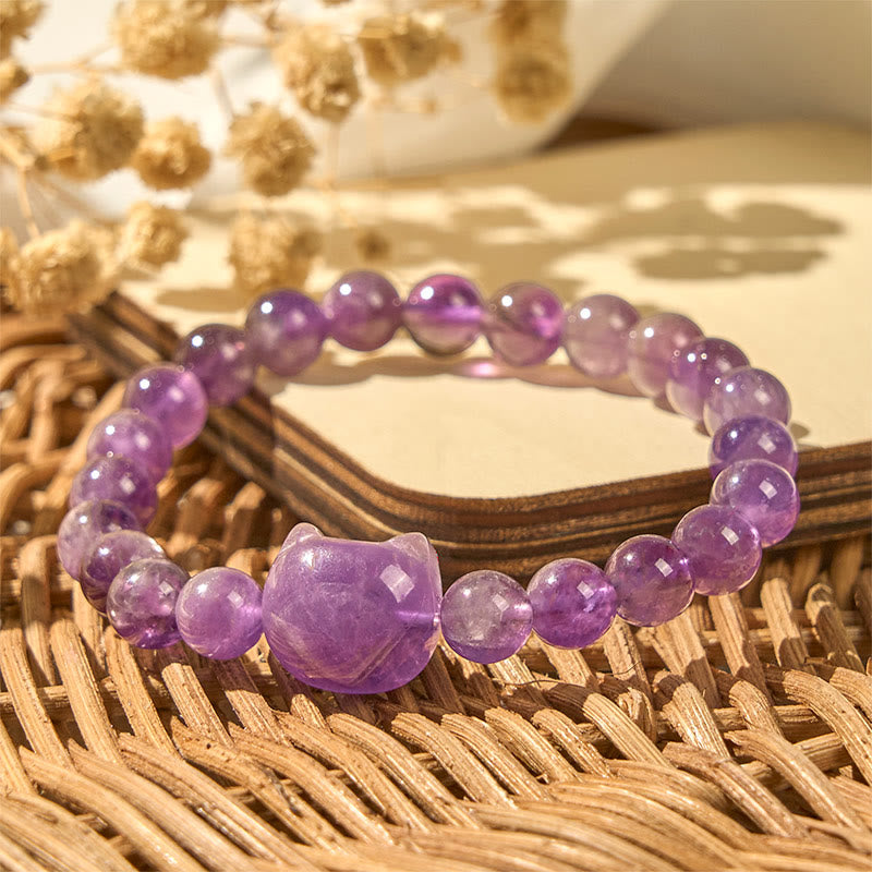 Nimara Ritual Cute Cat Face Amethyst Spiritual Awareness Bracelet