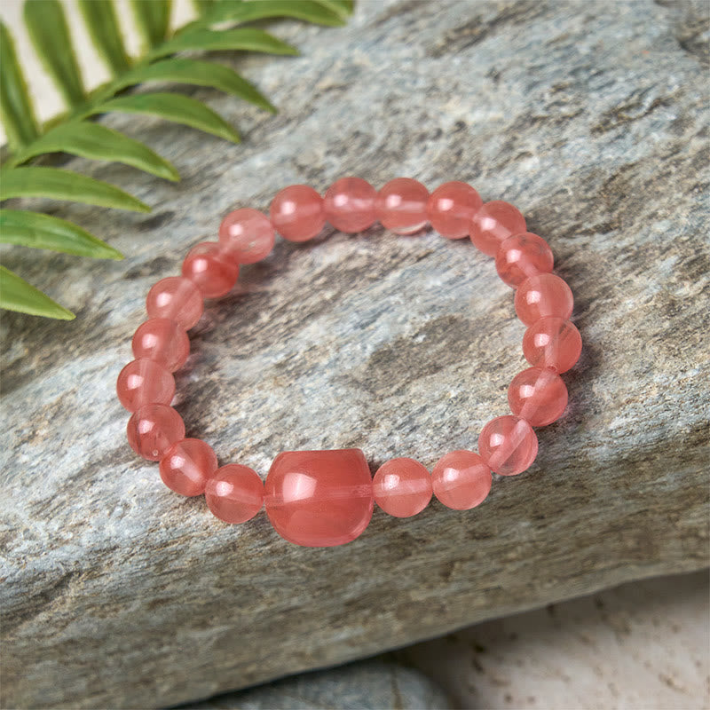 Nimara Ritual Lovely Cat Head Red Agate Spiritual Beads Bracelet