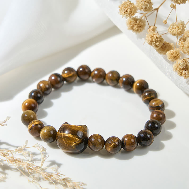 Nimara Ritual Cute Cat Tiger Eye Power Beads Bracelet
