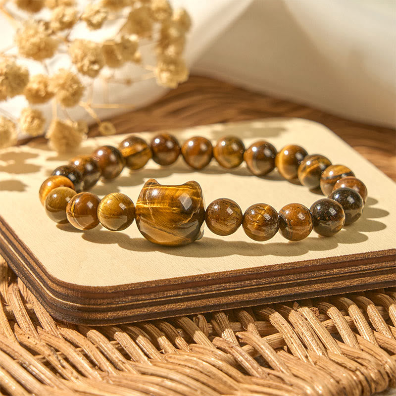 Nimara Ritual Cute Cat Tiger Eye Power Beads Bracelet