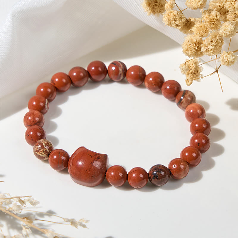 Nimara Ritual Faceless Cat Head Design Red Turquoise Luck Bracelet