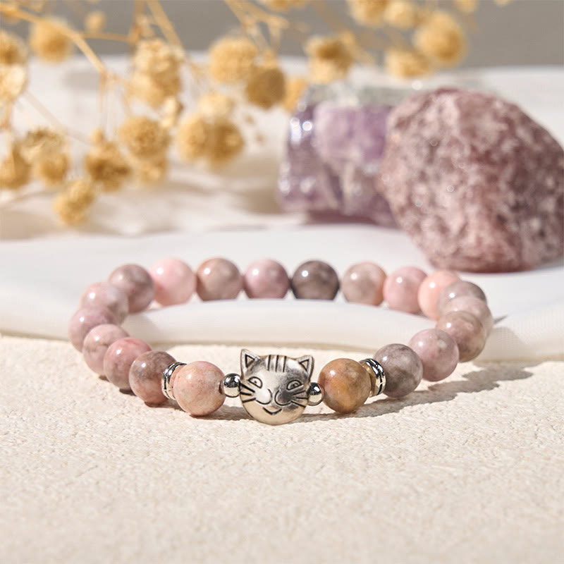 Nimara Ritual 8mm Cat Design Zebra Jasper Protection Bracelet