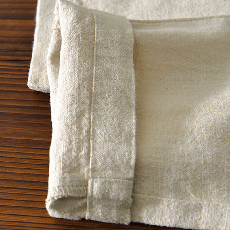 Nimara Ritual Casual Solid Color Simple Design Drawstring Ramie Linen Men's Pants With Pockets