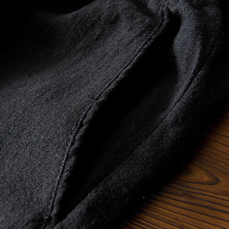 Nimara Ritual Casual Solid Color Simple Design Drawstring Ramie Linen Men's Pants With Pockets