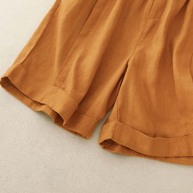 Nimara Ritual Casual Solid Color Women's Cotton Shorts With Pockets