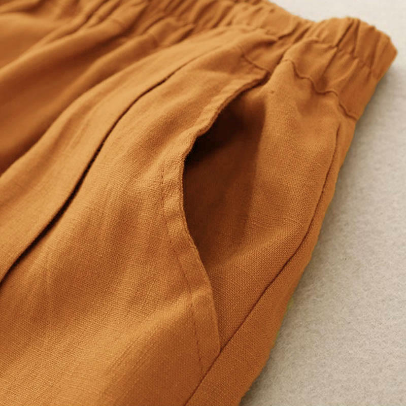 Nimara Ritual Casual Solid Color Women's Cotton Shorts With Pockets