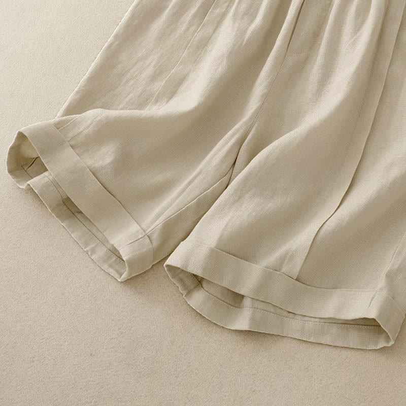 Nimara Ritual Casual Solid Color Women's Cotton Shorts With Pockets