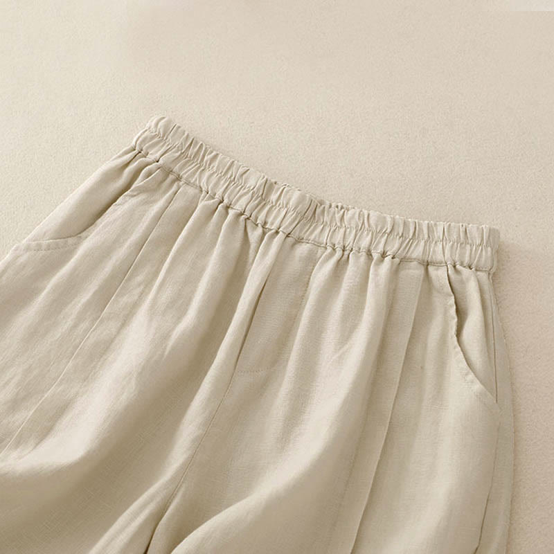 Nimara Ritual Casual Solid Color Women's Cotton Shorts With Pockets