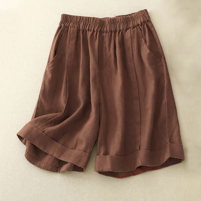 Nimara Ritual Casual Solid Color Women's Cotton Shorts With Pockets