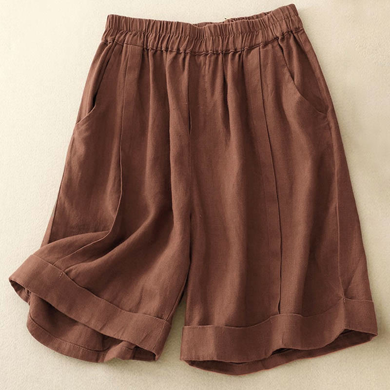 Nimara Ritual Casual Solid Color Women's Cotton Shorts With Pockets