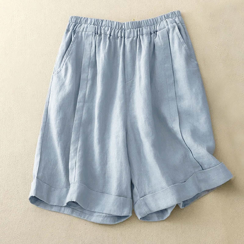 Nimara Ritual Casual Solid Color Women's Cotton Shorts With Pockets