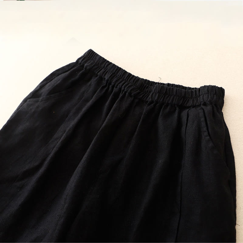 Nimara Ritual Casual Solid Color Women's Cotton Shorts With Pockets