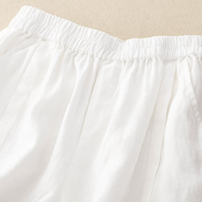 Nimara Ritual Casual Solid Color Women's Cotton Shorts With Pockets