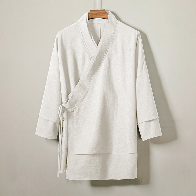 Nimara Ritual Lace-Up Design Open Front Jacket Men's Long Sleeve Kimono