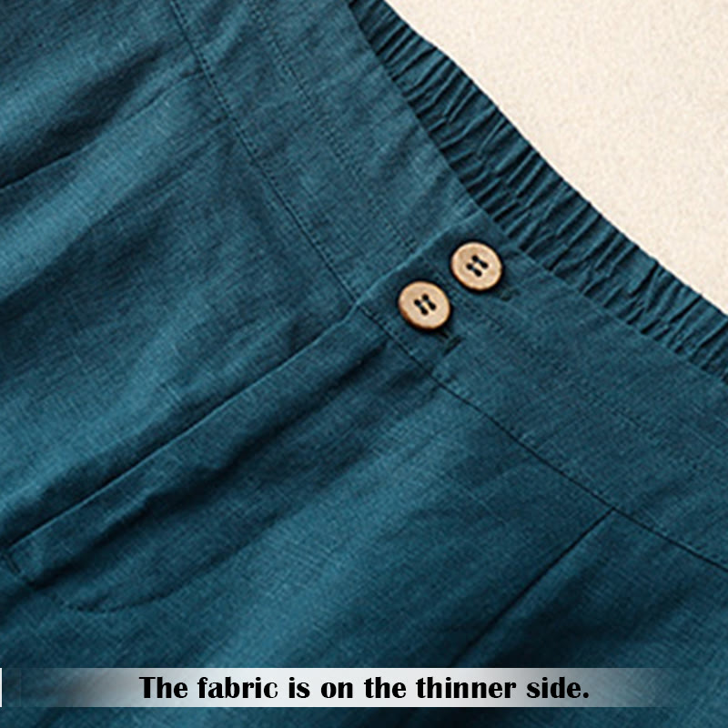 Nimara Ritual Summer Casual Simple Zipper Design Linen Women's Wide Leg Pants With Pockets