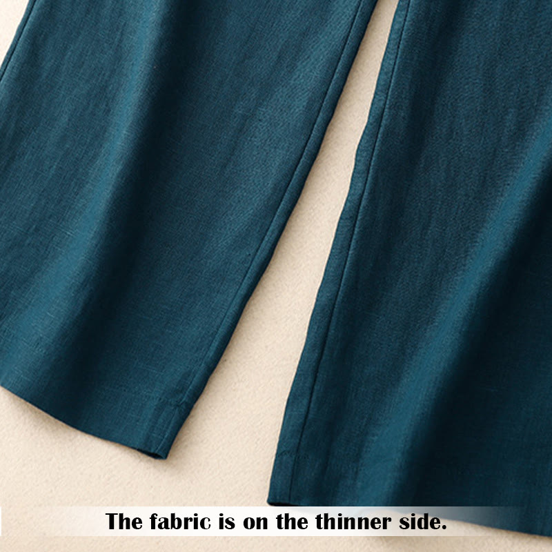 Nimara Ritual Summer Casual Simple Zipper Design Linen Women's Wide Leg Pants With Pockets