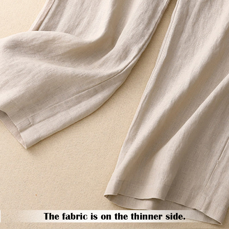 Nimara Ritual Summer Casual Simple Zipper Design Linen Women's Wide Leg Pants With Pockets