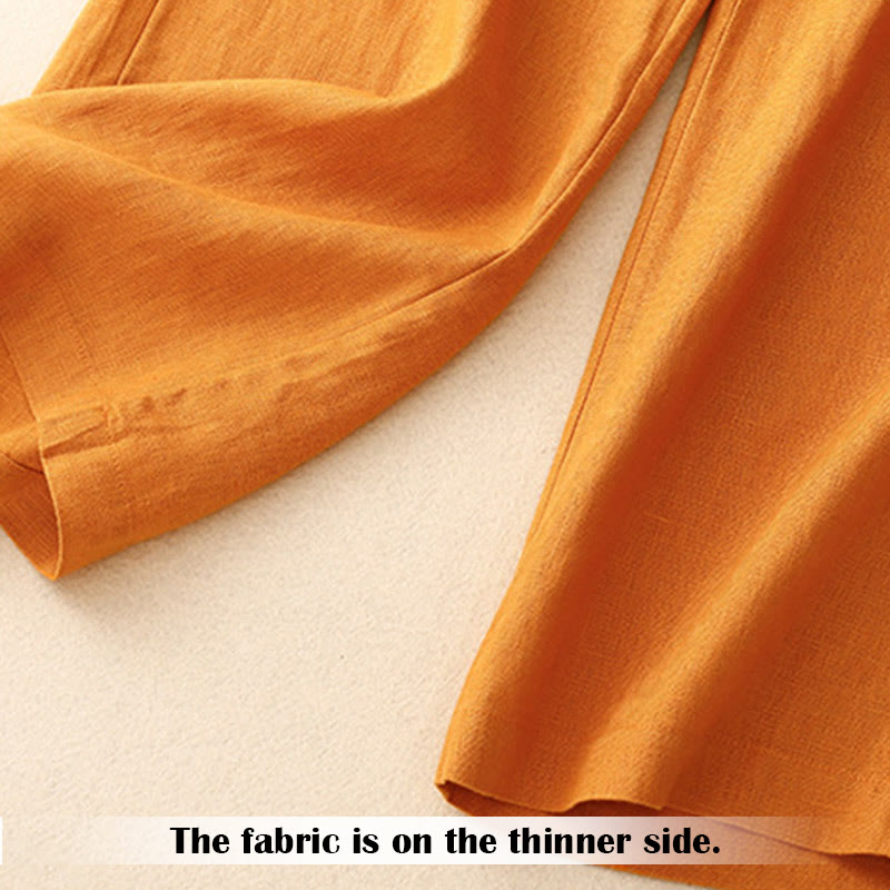 Nimara Ritual Summer Casual Simple Zipper Design Linen Women's Wide Leg Pants With Pockets