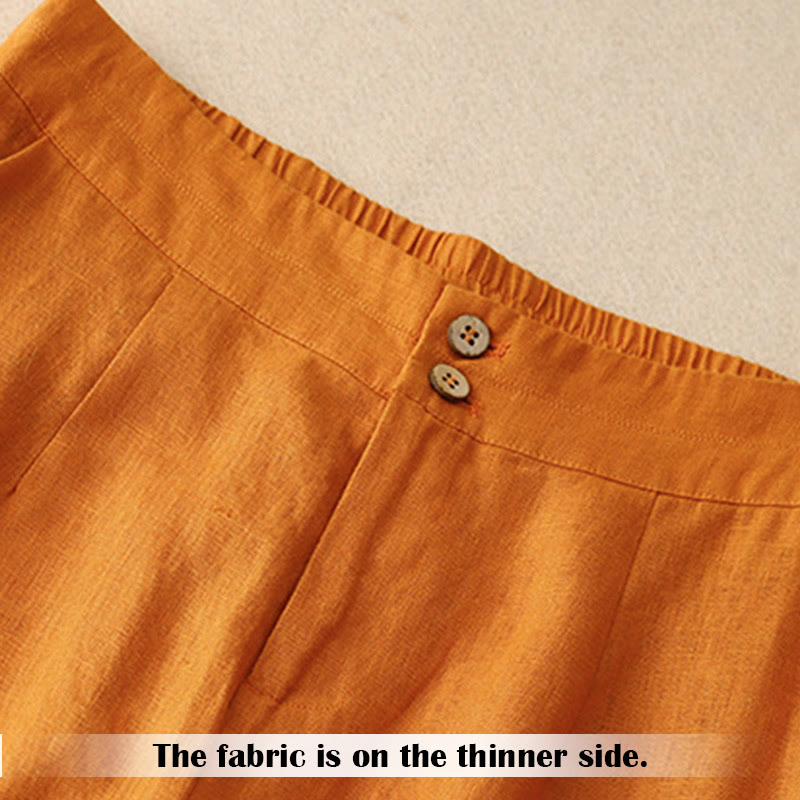 Nimara Ritual Summer Casual Simple Zipper Design Linen Women's Wide Leg Pants With Pockets
