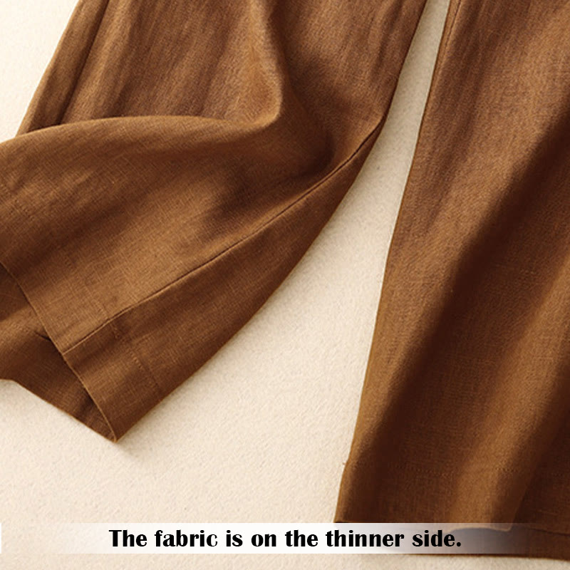 Nimara Ritual Summer Casual Simple Zipper Design Linen Women's Wide Leg Pants With Pockets