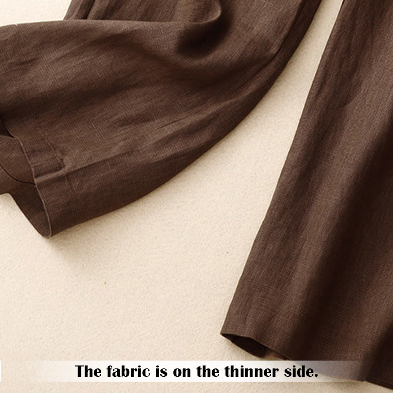 Nimara Ritual Summer Casual Simple Zipper Design Linen Women's Wide Leg Pants With Pockets