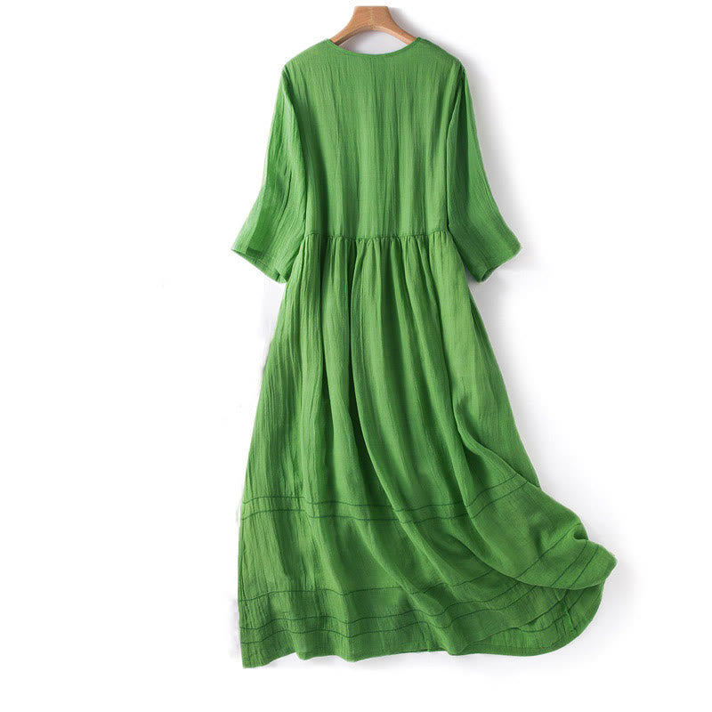 Nimara Ritual Summer V-Neck Design Half Sleeve Cotton Midi Dress