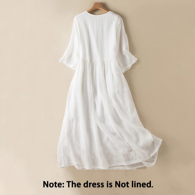 Nimara Ritual Summer V-Neck Design Half Sleeve Cotton Midi Dress
