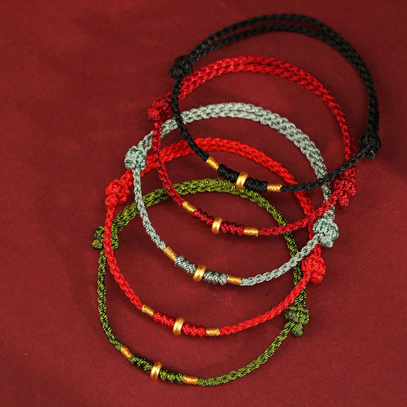 Nimara Ritual 999 Gold Small Lucky Beads String Protection Luck Braided Bracelet Anklet