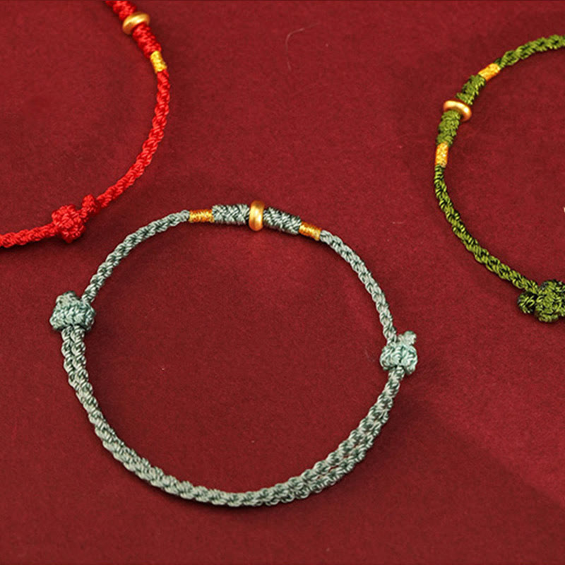 Nimara Ritual 999 Gold Small Lucky Beads String Protection Luck Braided Bracelet Anklet
