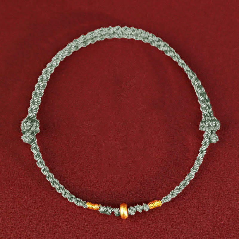Nimara Ritual 999 Gold Small Lucky Beads String Protection Luck Braided Bracelet Anklet