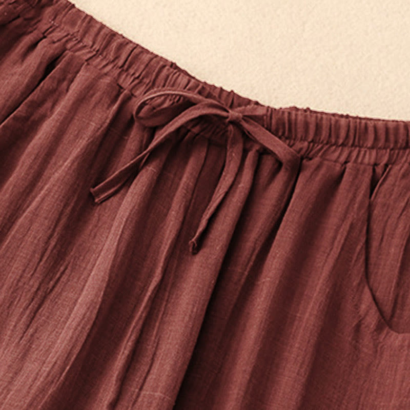 Nimara Ritual Spring Pure Color Drawstring Double Layer Women's Wide Leg Pants With Pockets