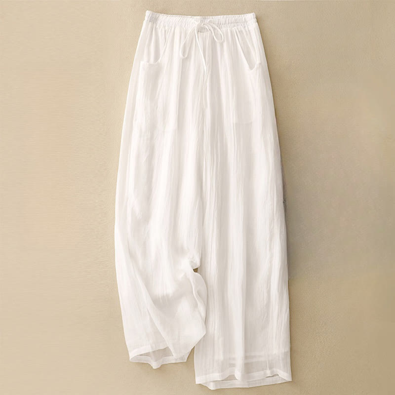Nimara Ritual Spring Pure Color Drawstring Double Layer Women's Wide Leg Pants With Pockets