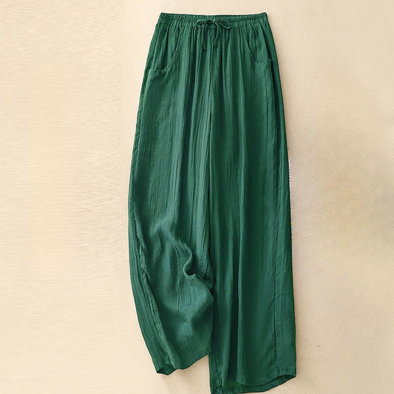 Nimara Ritual Spring Pure Color Drawstring Double Layer Women's Wide Leg Pants With Pockets