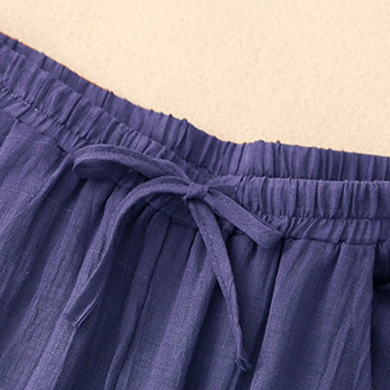 Nimara Ritual Spring Pure Color Drawstring Double Layer Women's Wide Leg Pants With Pockets