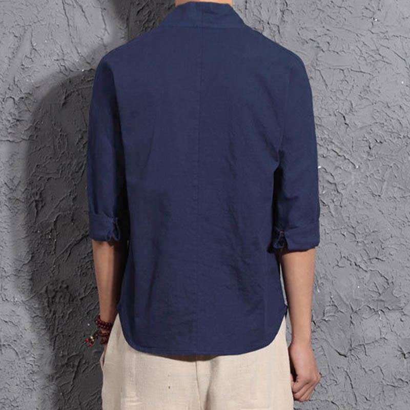 Nimara Ritual Casual V-Neck Three Quarter Sleeve Shirt Men Clothing
