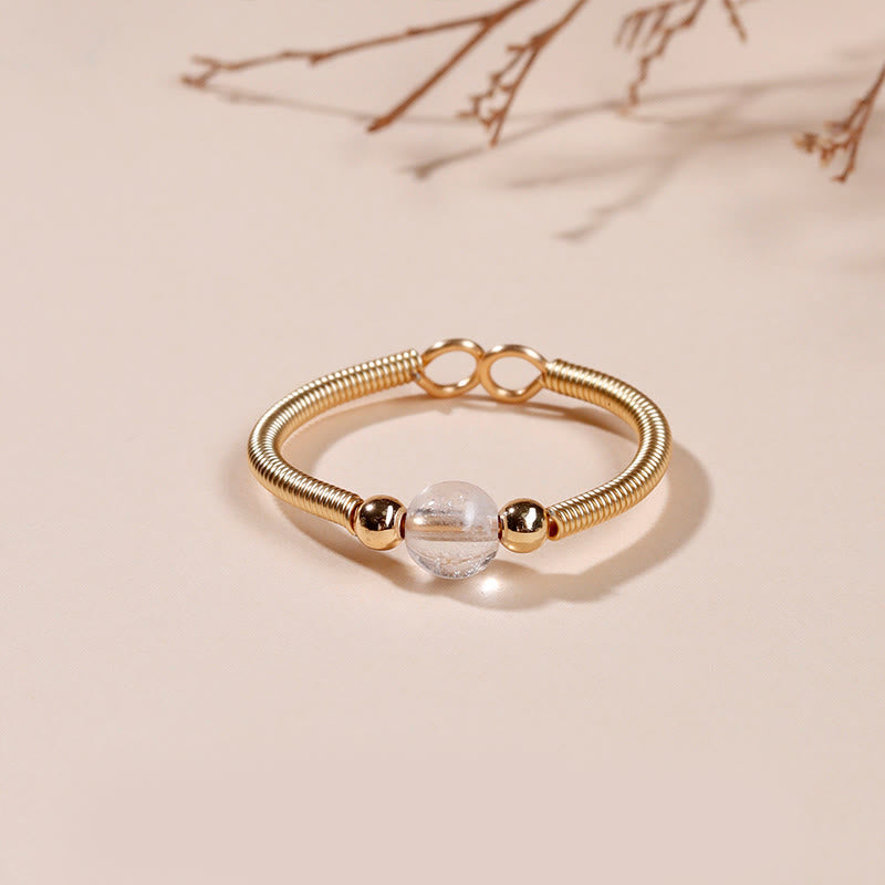 Nimara Ritual Natural Stone Bead Alloy Healing Open Ring